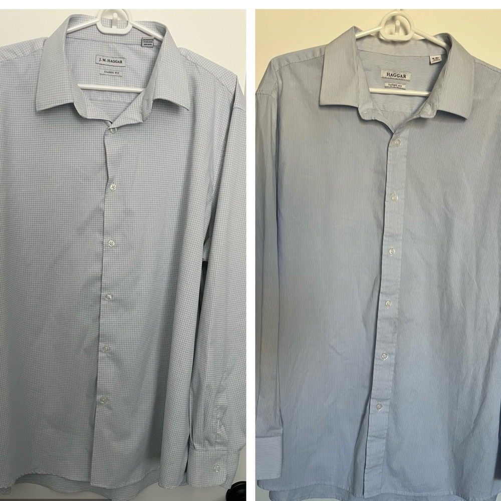 Haggar Men's Light Blue and White Dress Shirts